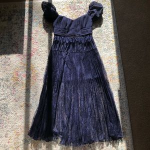 Self Portrait floral fine lace navy maxi dress